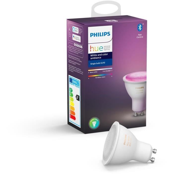 PHILIPS HUE Ampoule White & Color Ambiance - 6,5 W - GU10 - Bluetooth - Photo n°1