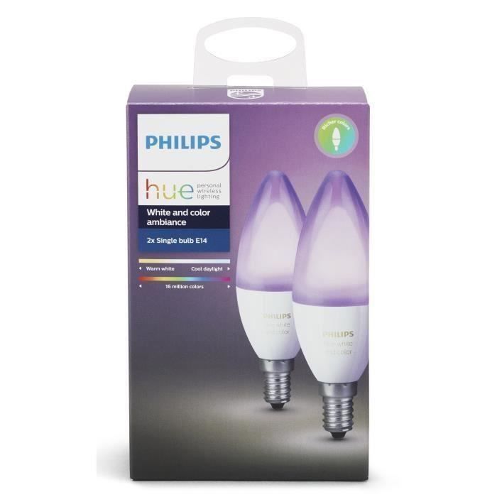 PHILIPS HUE Pack de 2 ampoules White&Color flamme E14 - Photo n°1