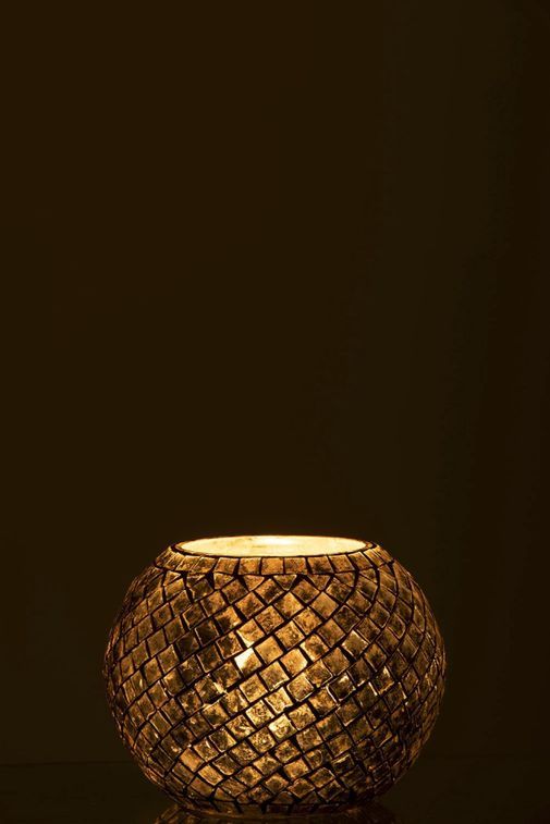 Photophore boule verre mosaïque doré antique Ysarg - Lot de 4 - Photo n°3