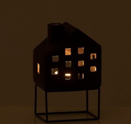 Photophore petite maison porcelaine noire Narsh 9 cm - Lot de 6 - Photo n°3