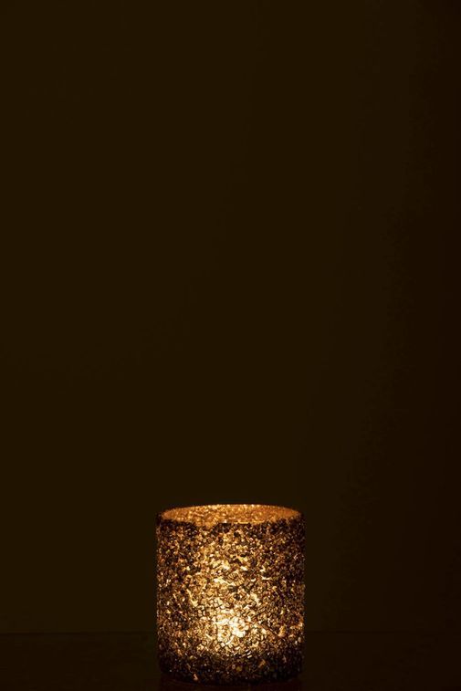 Photophore verre à paillettes dorées Ysarg 8 cm - Lot de 8 - Photo n°3