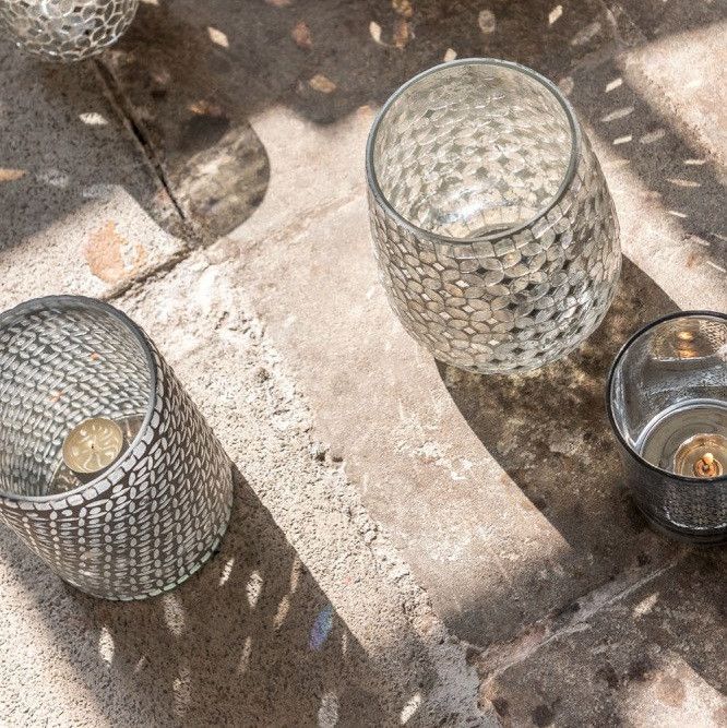 Photophore verre argenté à mosaïque Omani H 11 cm - Photo n°3