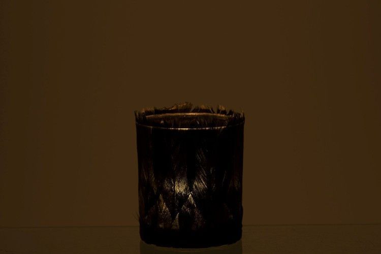 Photophore verre et plumes noires Ysarg 8 cm - Photo n°3