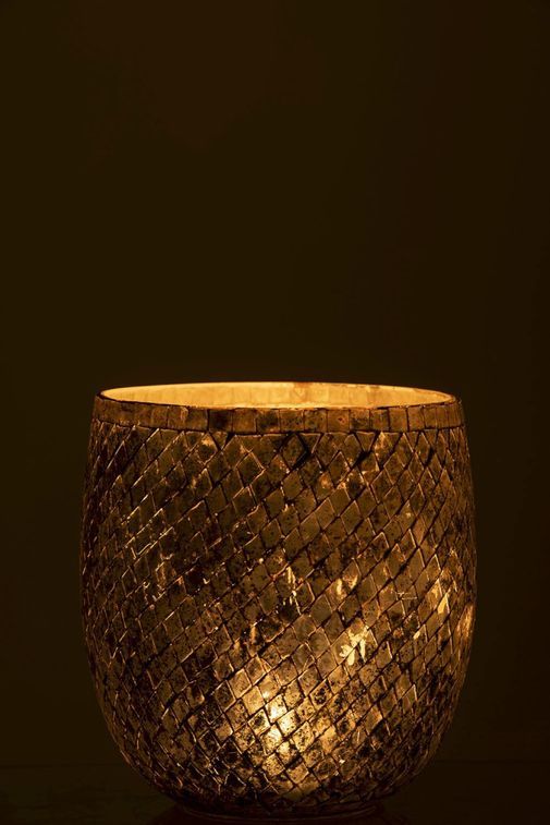 Photophore verre mosaïque doré antique Ysarg - Lot de 2 - Photo n°3