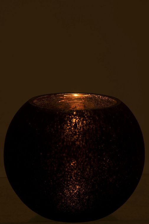 Photophore verre noir mat craquelé et doré Ysarg - Photo n°5