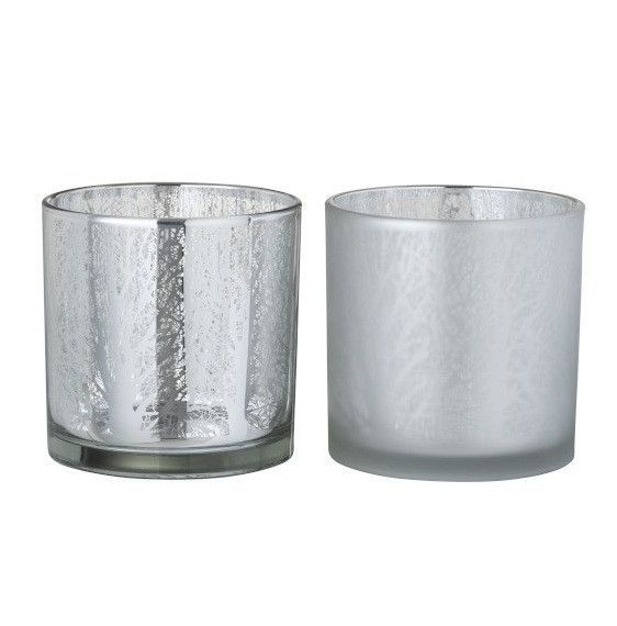 Photophores verre blanc et argenté Licia H 15 cm - Lot de 12 - Photo n°1