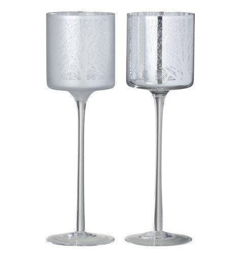 Photophores verre blanc et argenté Licia H 30 cm - Lot de 2 - Photo n°1
