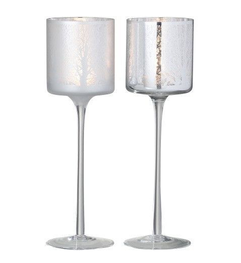 Photophores verre blanc et argenté Licia H 30 cm - Lot de 2 - Photo n°2