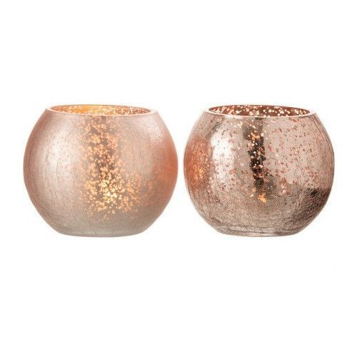 Photophores verre craquelé rose Uchi H 9 cm - Lot de 2 - Photo n°2
