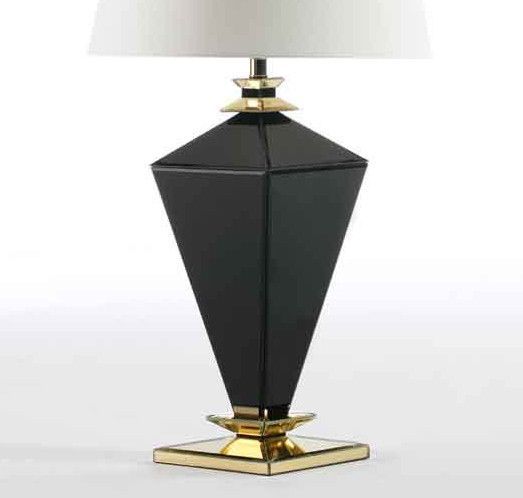 Pied de lampe en verre noir avec socle doré Gracias - Photo n°2