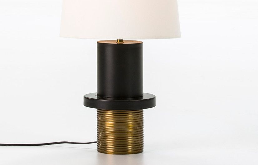 Pied de lampe métal doré et noir Carl H 36 cm - Photo n°1