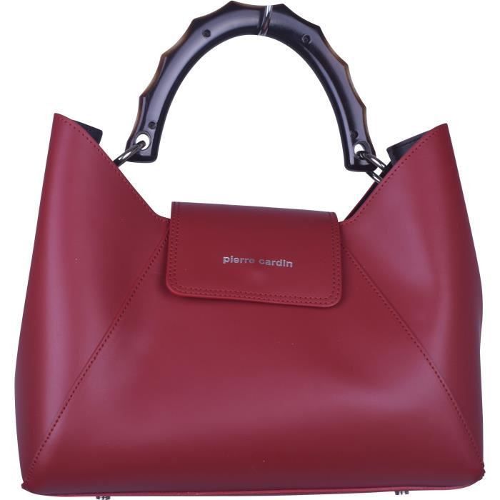 PIERRE CARDIN Sac a main en cuir couleur rouge bordeaux