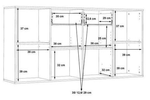Buffet bas 4 portes 4 tiroirs - Blanc mat - L 162,3 x P 34,2 x H 88,1 cm - Photo n°5