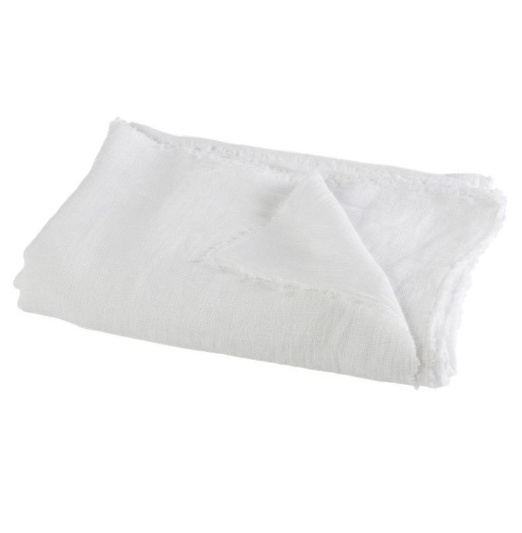 Plaid à franges tissu blanc Azura - Photo n°1