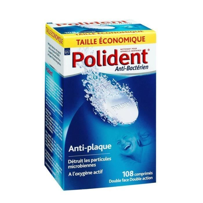 POLIDENT Boîte de 108 Comprimés anti-plaque dentaires et anti-bactériens - Photo n°1