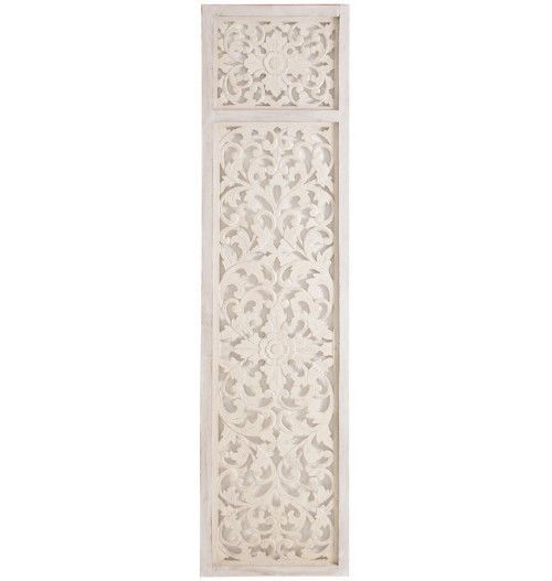 Porte décoration orientale bois blanc décapé Prisca - Photo n°1