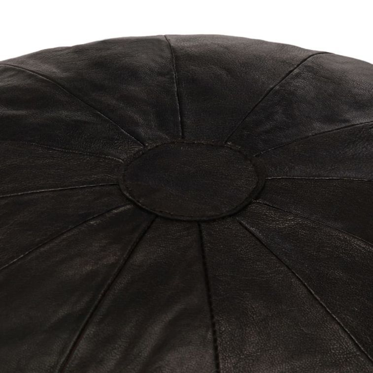 Pouf 40 x 35 cm Noir Cuir véritable de chèvre - Photo n°3