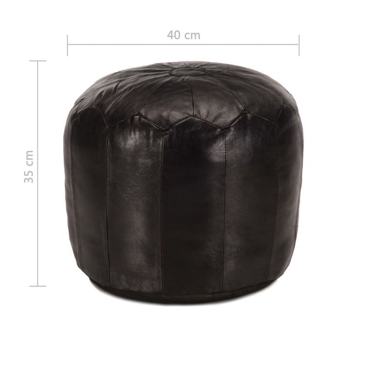 Pouf 40 x 35 cm Noir Cuir véritable de chèvre - Photo n°4