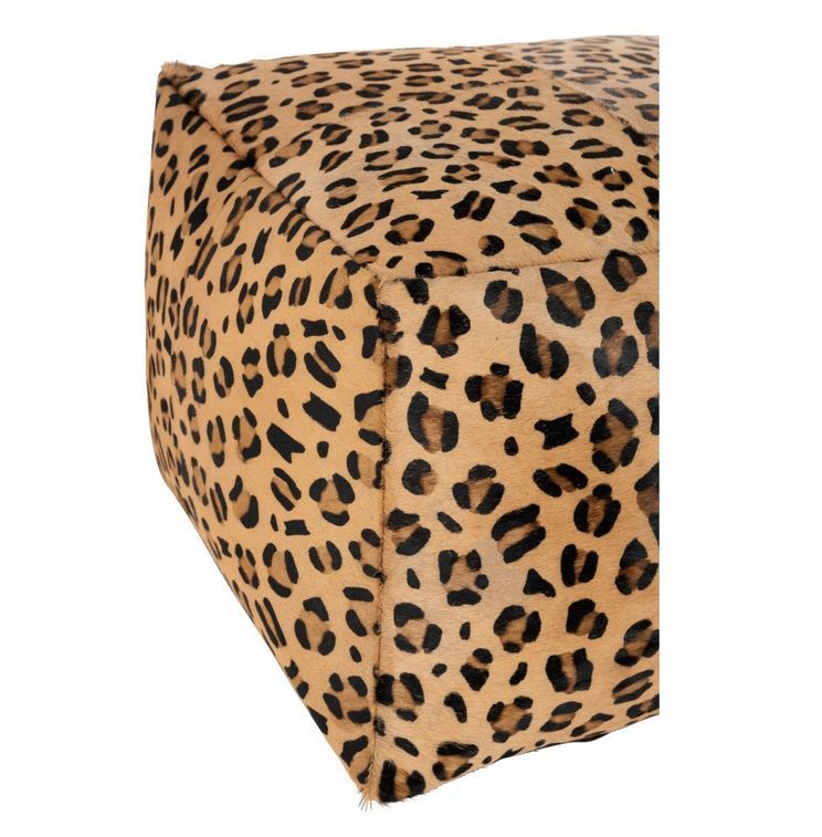 Pouf carré cuir marron motif léopard Diere L45 cm - Photo n°3