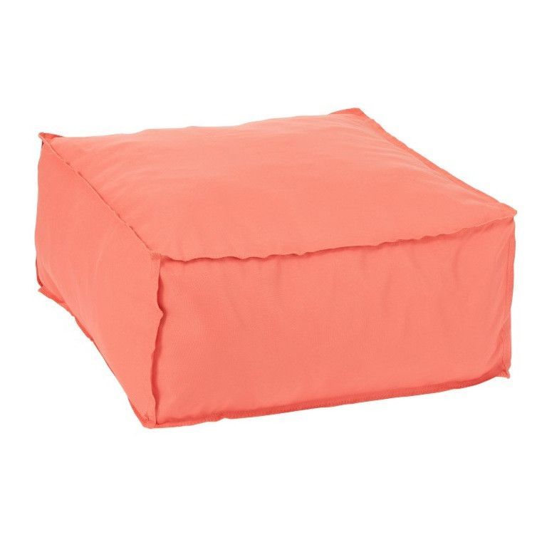 Pouf carré polyester orange Corali - Photo n°1