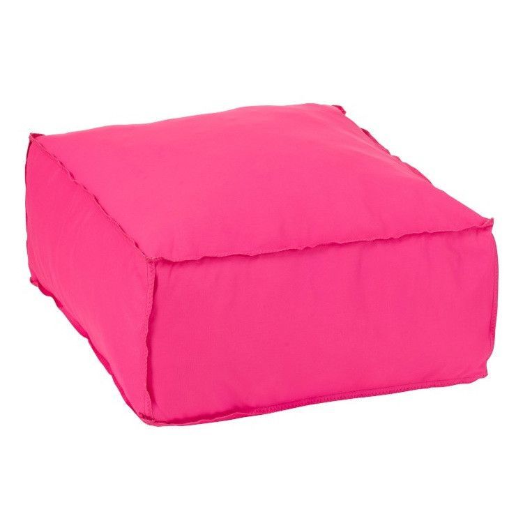 Pouf carré polyester rose Veeda - Photo n°1