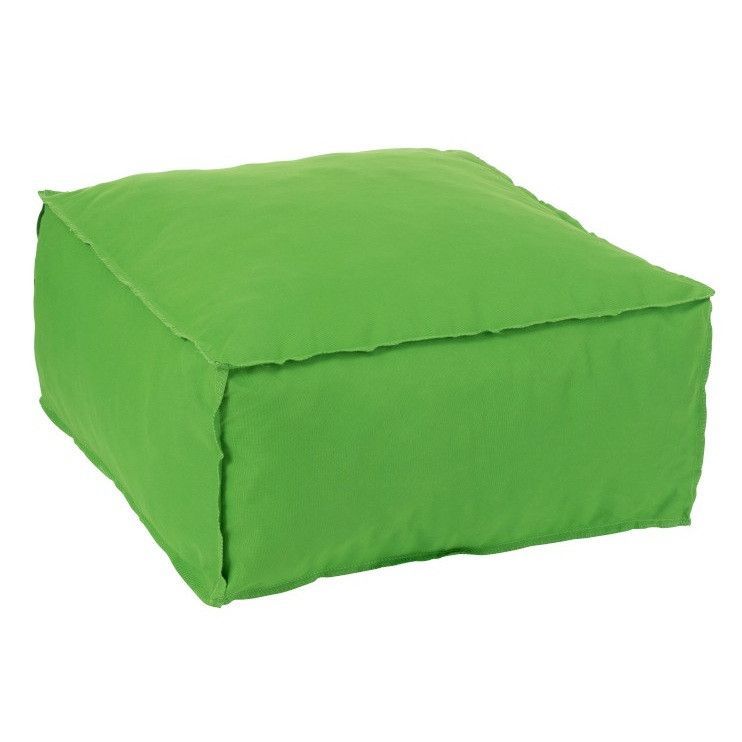 Pouf carré polyester vert Veeda - Photo n°1