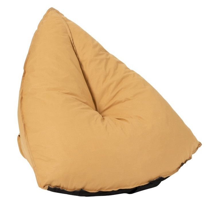 Pouf poire triangulaire polyester jaune Nayra - Photo n°1