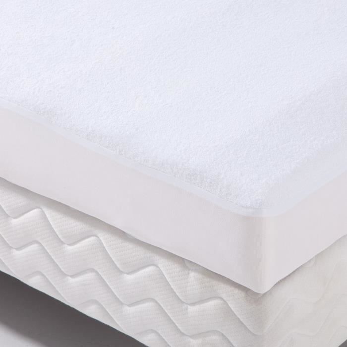 Protection literie housse imperméable Transalese éponge 100% coton 80x190 cm blanc - Photo n°1