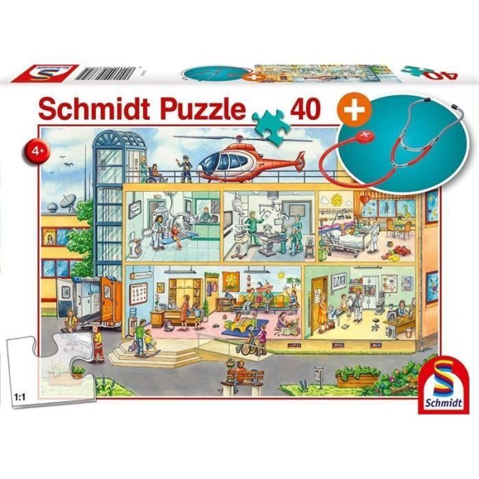 Puzzle - Avec stéthoscope - SCHMIDT SPIELE - A l'hôpital pédiatrique - 40 pieces - Photo n°1