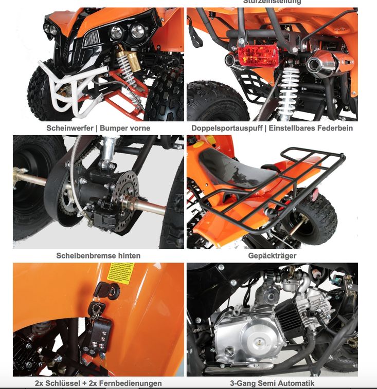 Quad 125cc Warrior XXL 8 Semi automatique Orange - Photo n°8
