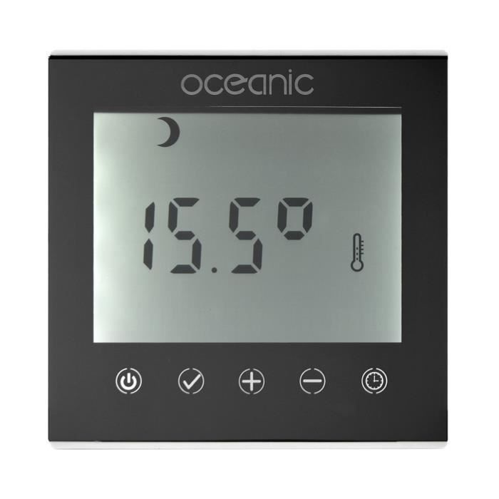 Radiateur Seche-serviettes avec soufflerie 750W + 1000W OCEANIC Opal - Thermostat déporté - Noir mat - NF - Photo n°5