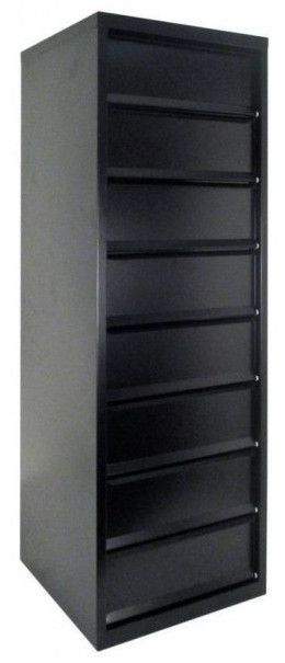 Rangement de bureau 8 tiroirs à clapets métal noir Kazy H 135 cm - Photo n°1