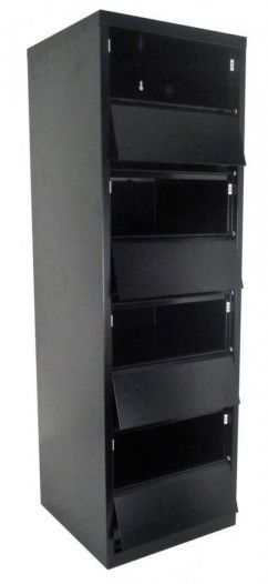 Rangement de bureau 8 tiroirs à clapets métal noir Kazy H 135 cm - Photo n°2