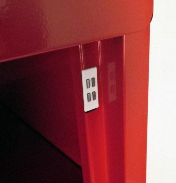 Rangement de bureau 8 tiroirs à clapets métal rouge Kazy H 135 cm - Photo n°5