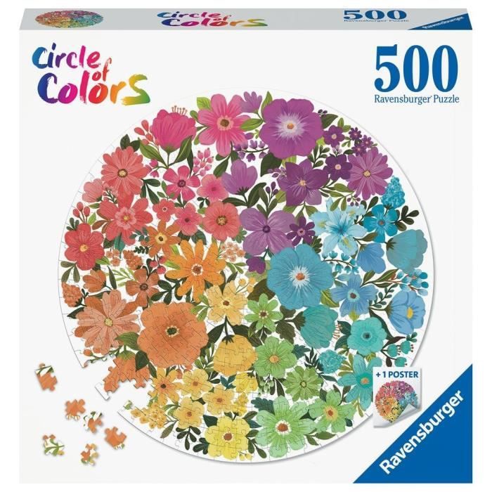 Ravensburger - Puzzle rond 500 pieces - Fleurs (Circle of Colors) - Photo n°1