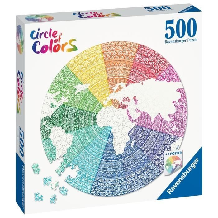 Ravensburger - Puzzle rond 500 pieces - Mandala (Circle of Colors) - Photo n°1