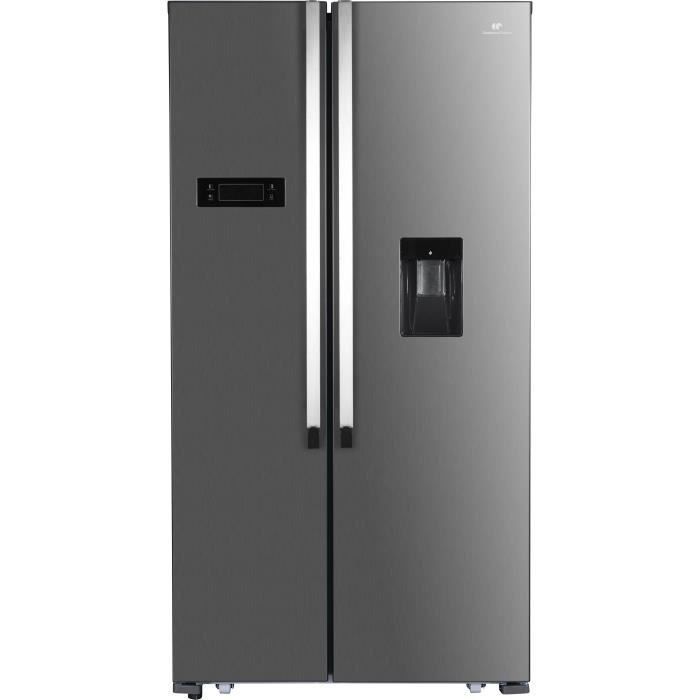 Réfrigérateur Américain 514 L avec Distributeur d'eau autonome, No frost, Inox noir - Photo n°1