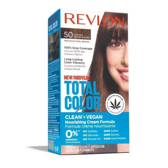 REVLON Coloration permanente - Clean & vegan - TOTAL COLOR 50 - Medium Natural Brown - Photo n°1