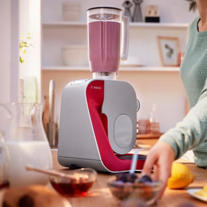 Robot de cuisine - BOSCH Kitchen machine MUM5 - Rouge foncé/silver - 1000W-7 vitesses+pulse - Bol mélangeur inox 3,9L - Photo n°4