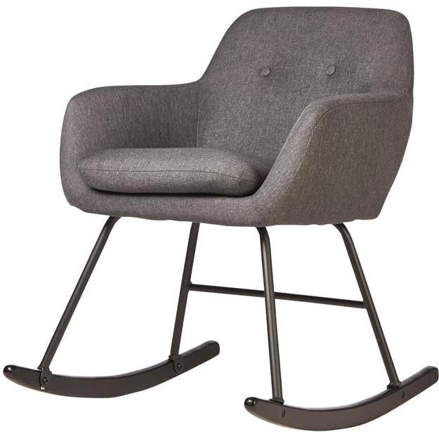 Rocking chair tissu gris foncé et pieds métal noir Ohny - Photo n°1