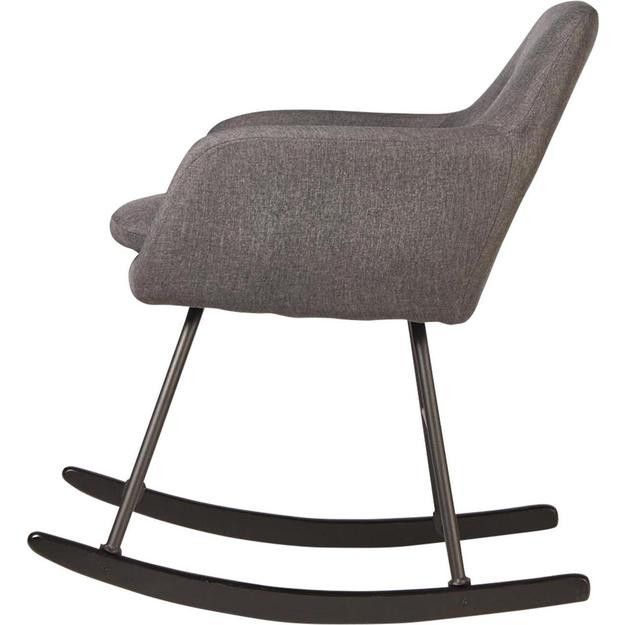 Rocking chair tissu gris foncé et pieds métal noir Ohny - Photo n°3