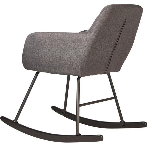 Rocking chair tissu gris foncé et pieds métal noir Ohny - Photo n°4