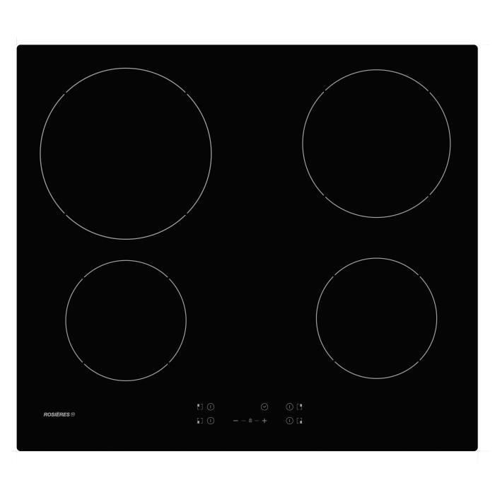 ROSIERES ROCTH64CT/1 Table vitrocéramique - 4 zones - 6500W - L 59 x P 25 cm - Noir - Photo n°1