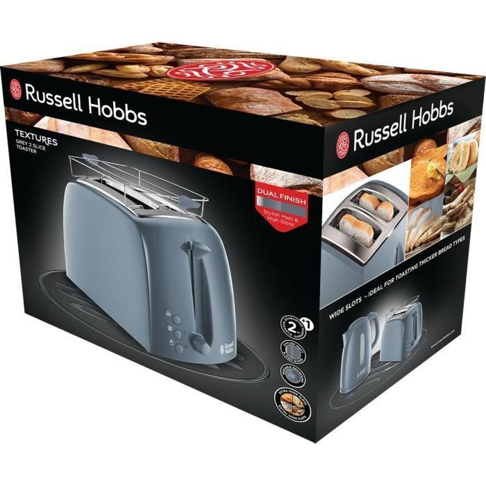 Russell Hobbs 21644-56 Toaster Grille-Pain Texture Fentes Larges - Gris - Photo n°4