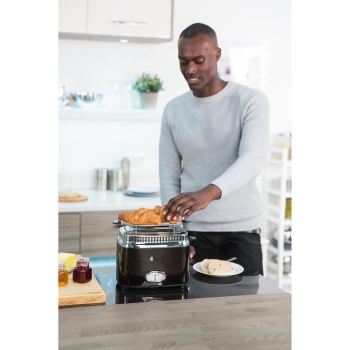 RUSSELL HOBBS 21681-56 Toaster Grille-Pain Rétro Vintage Température Ajustable Rapide Chauffe Viennoiseries Inclus - Noir - Photo n°3