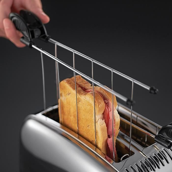 RUSSELL HOBBS 23310-57 - Toaster Victory Rétro 2 fentes - Pinces a sandwichs - 1200 W - Acier brillant - Photo n°3