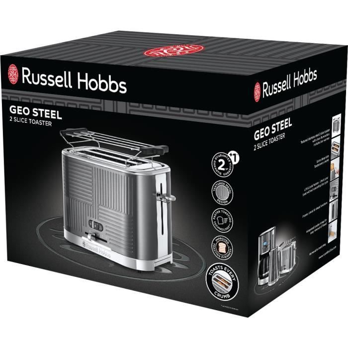 Russell Hobbs 25250-56 Toaster Grille-Pain Geo Steel, 4 Fonctions, Température Ajustable, Réchauffe Viennoiseries, Pince - Photo n°4