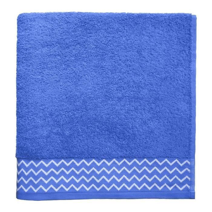 SANTENS Serviette de toilette 100 % Coton Pat - 50 x 100 cm - Bleu - Photo n°1