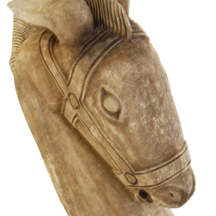 Sculpture cheval bois d'acacia naturel vieilli Loney - Photo n°2