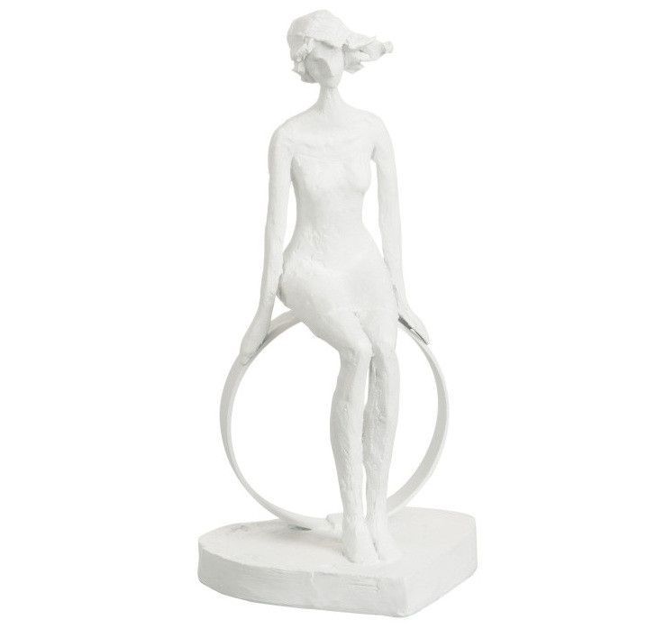 Sculpture femme assise eésine blanche Ettis - Photo n°1
